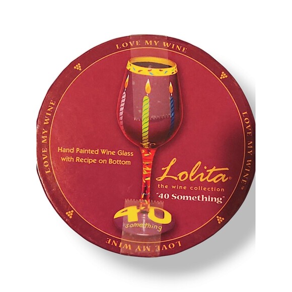 Lolita “40 Something ” Hand Painted Wine Glass, Original Box - Picture 5 of 5